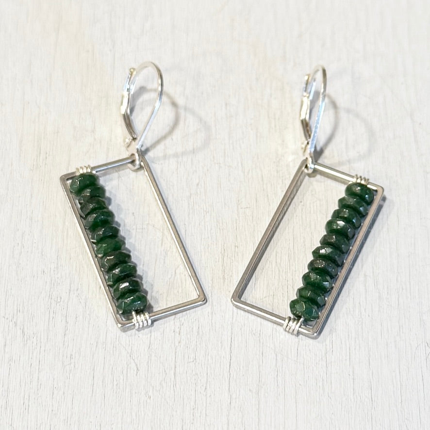 Jade frame earrings