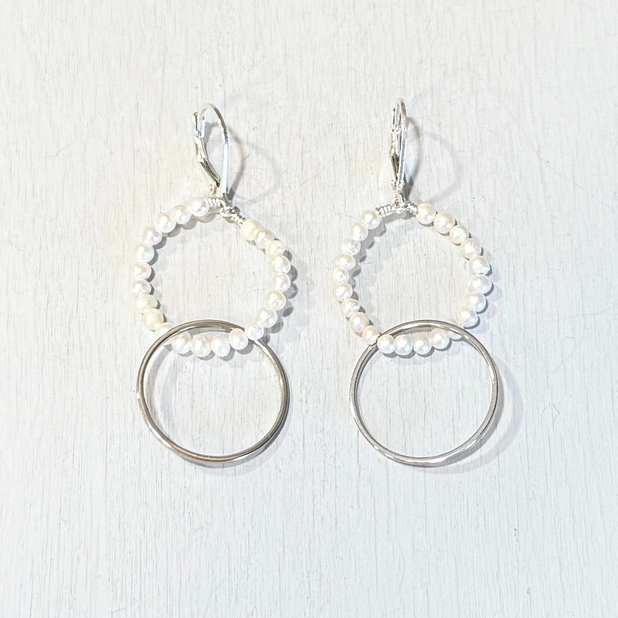 double hoop pearl earrings