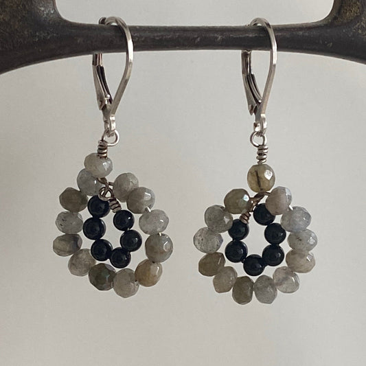 grey and black circles of life earrings