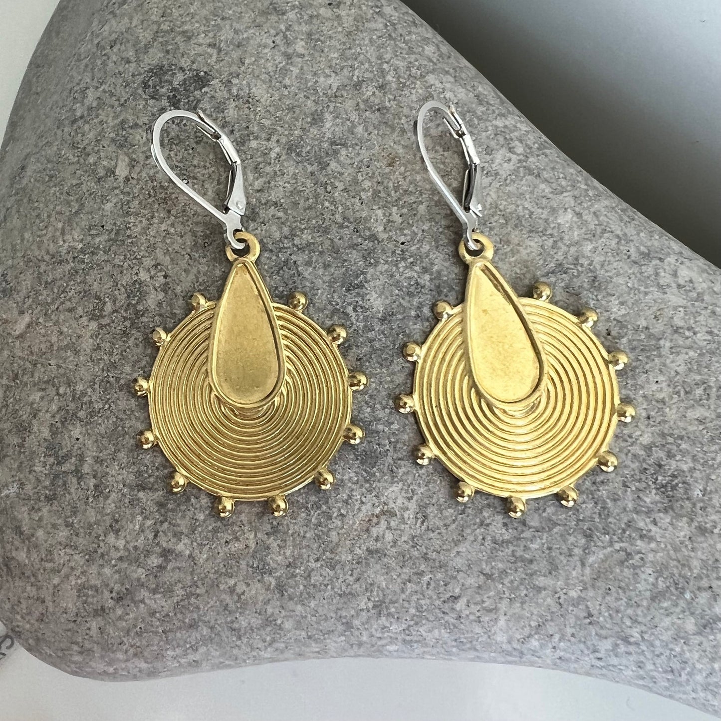 brass badges earrings