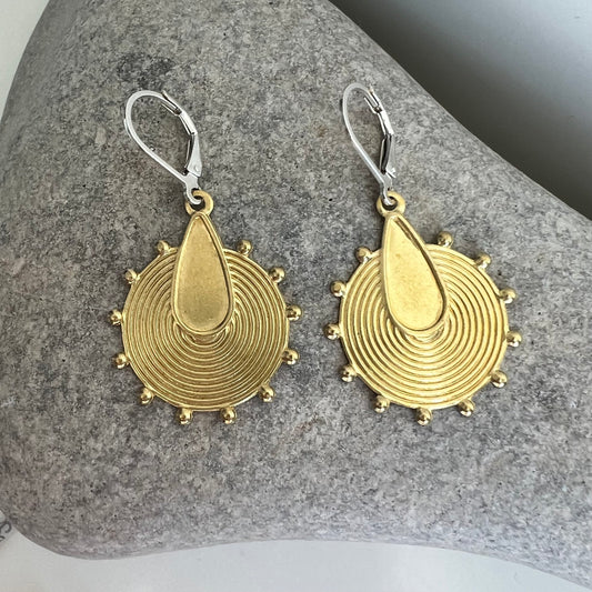 brass badges earrings