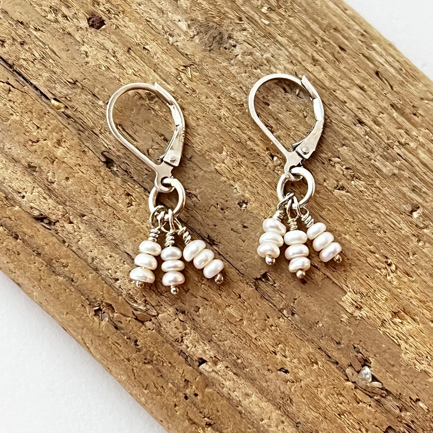 tri pearl cluster earrings