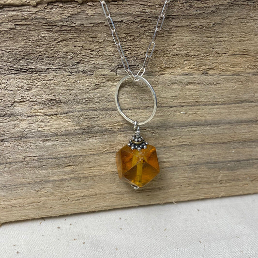 faceted antique glass pendant