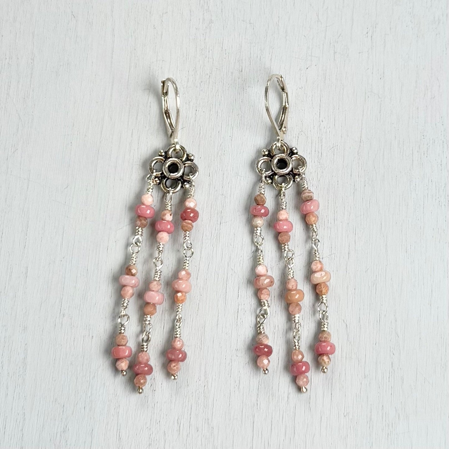 silver flowers earrings