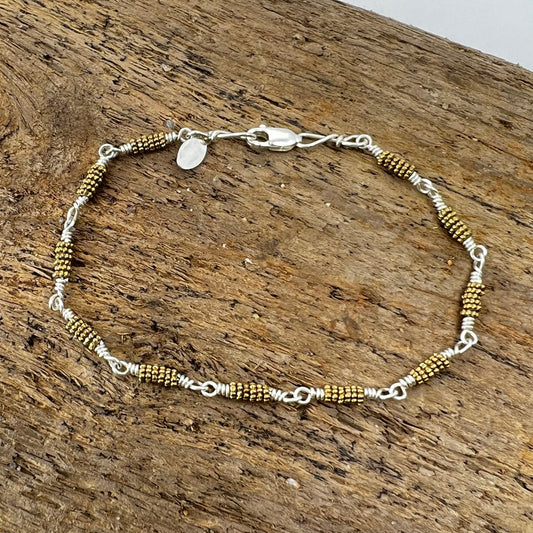 tiny brass stacks bracelet