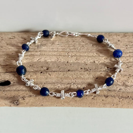 bricks and blue bracelet