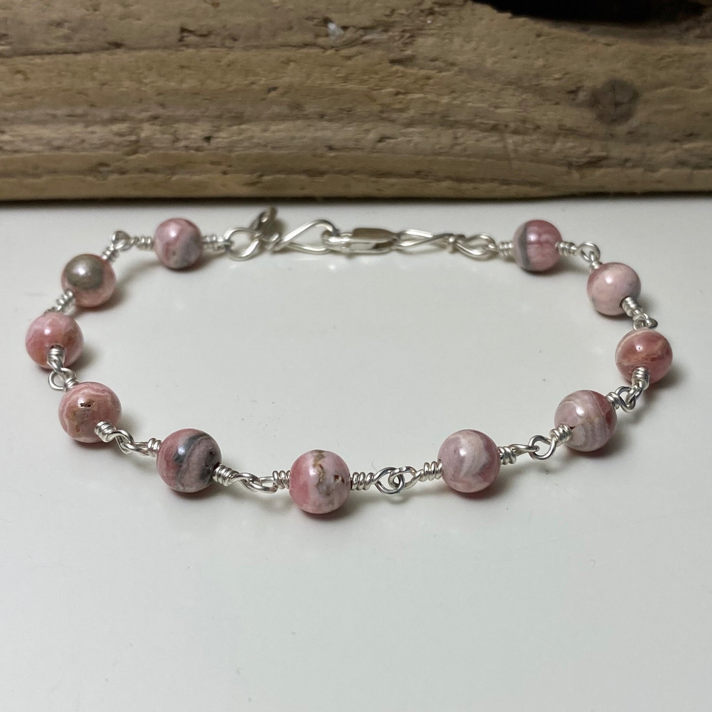 rhodochrosites all in a row bracelet