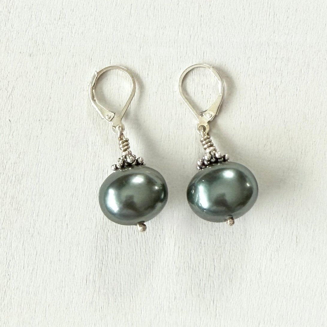 greenish grey earrings
