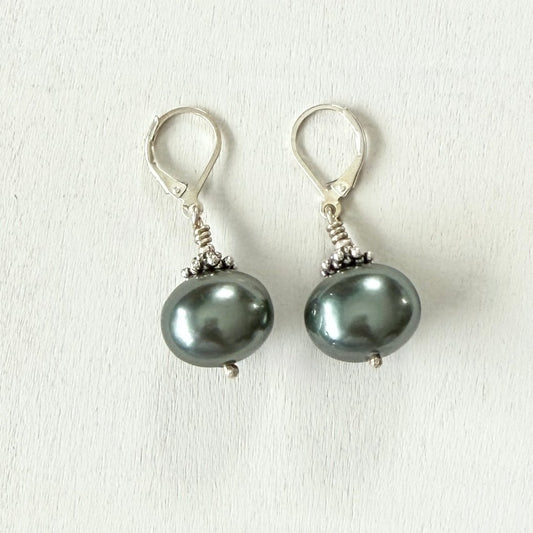 greenish grey earrings