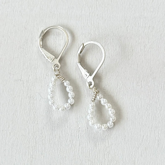 tiny pearl hoops