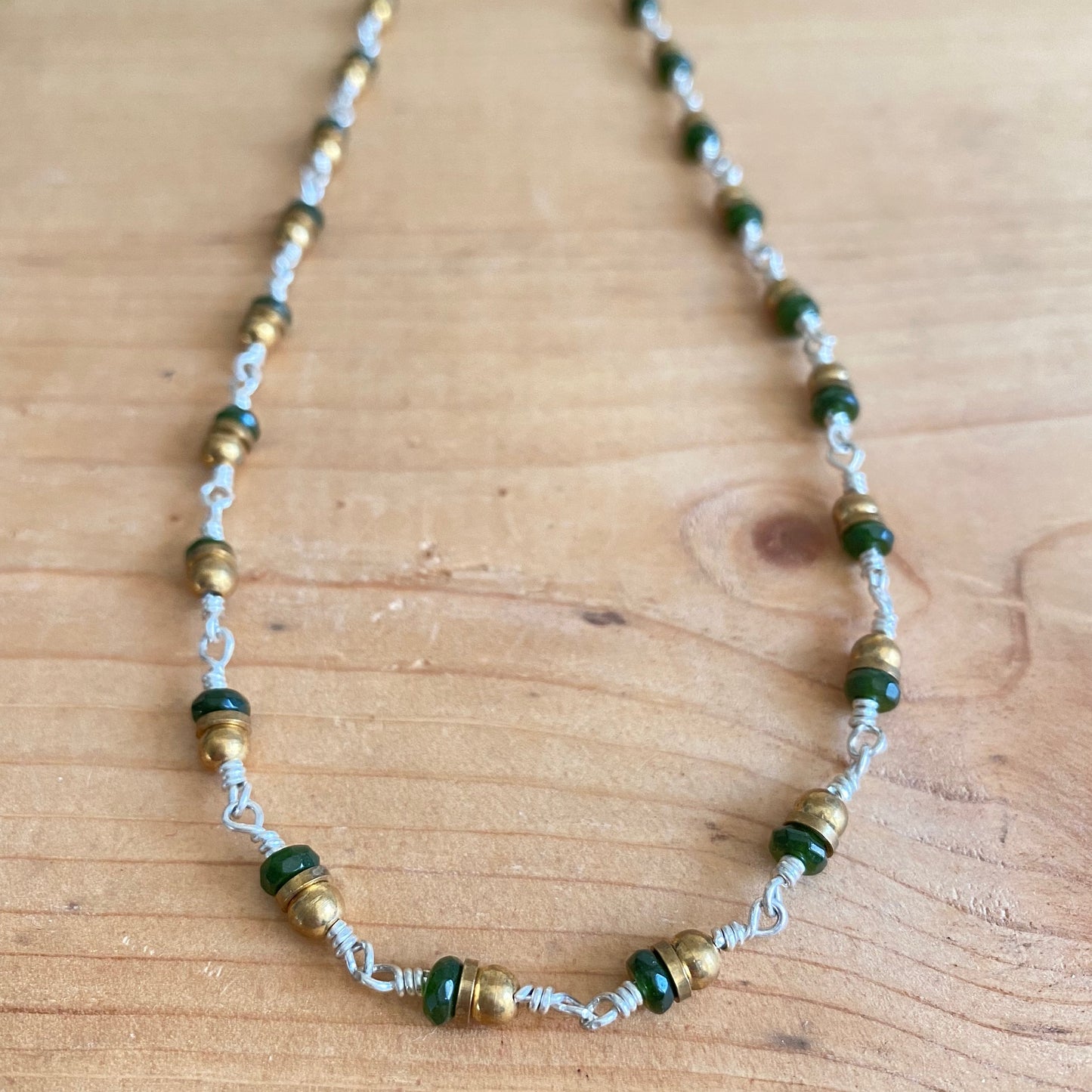 brass and jade necklace
