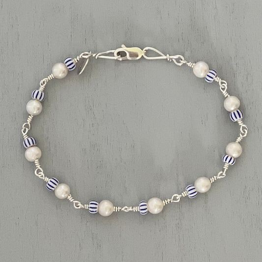pearl & stripes connection bracelet