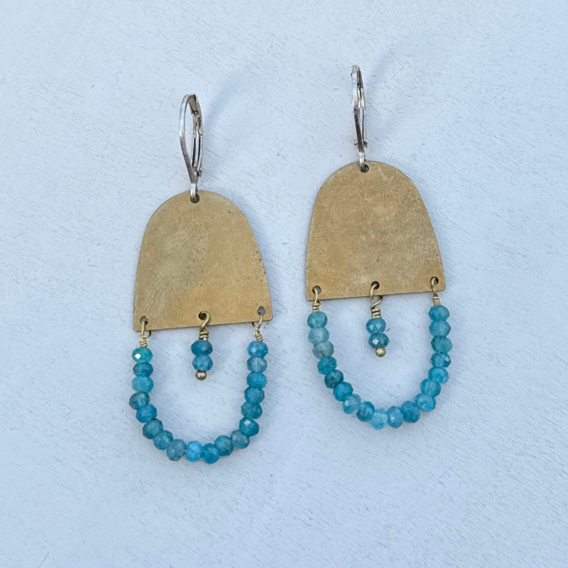 apatite gemstone shield earrings