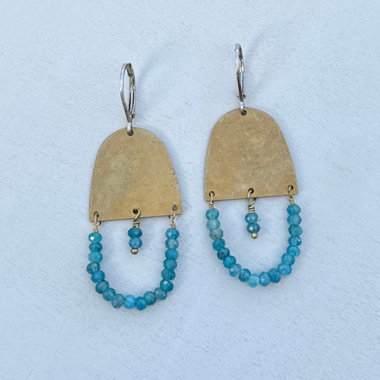 apatite gemstone shield earrings