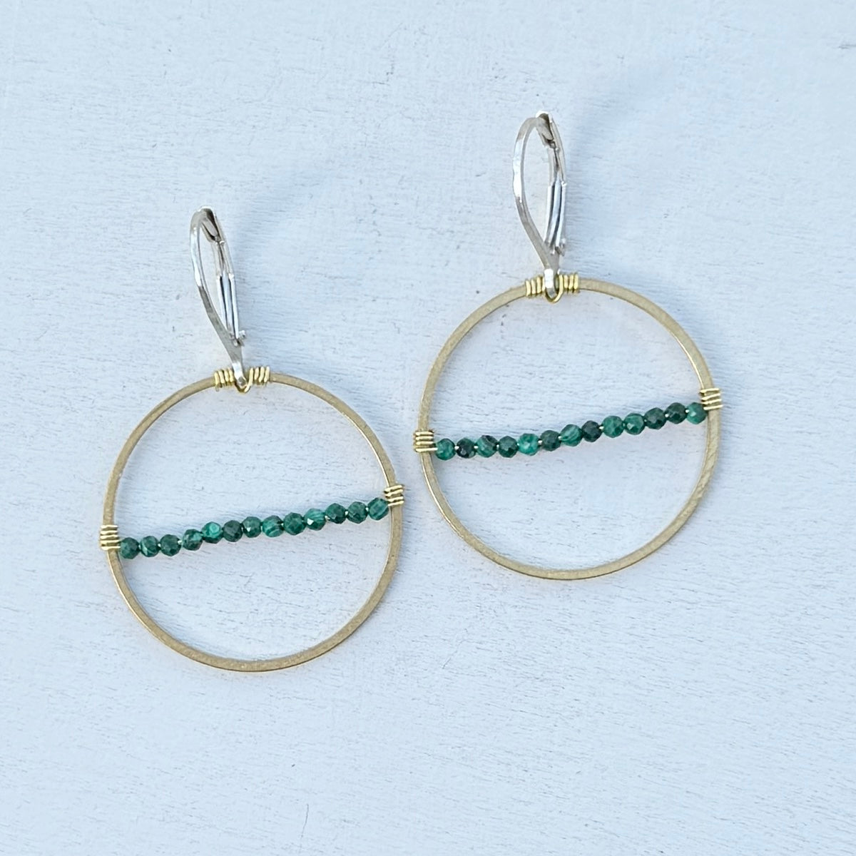 malachite hoop earrings