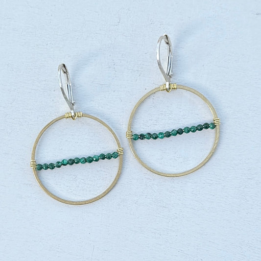 malachite hoop earrings