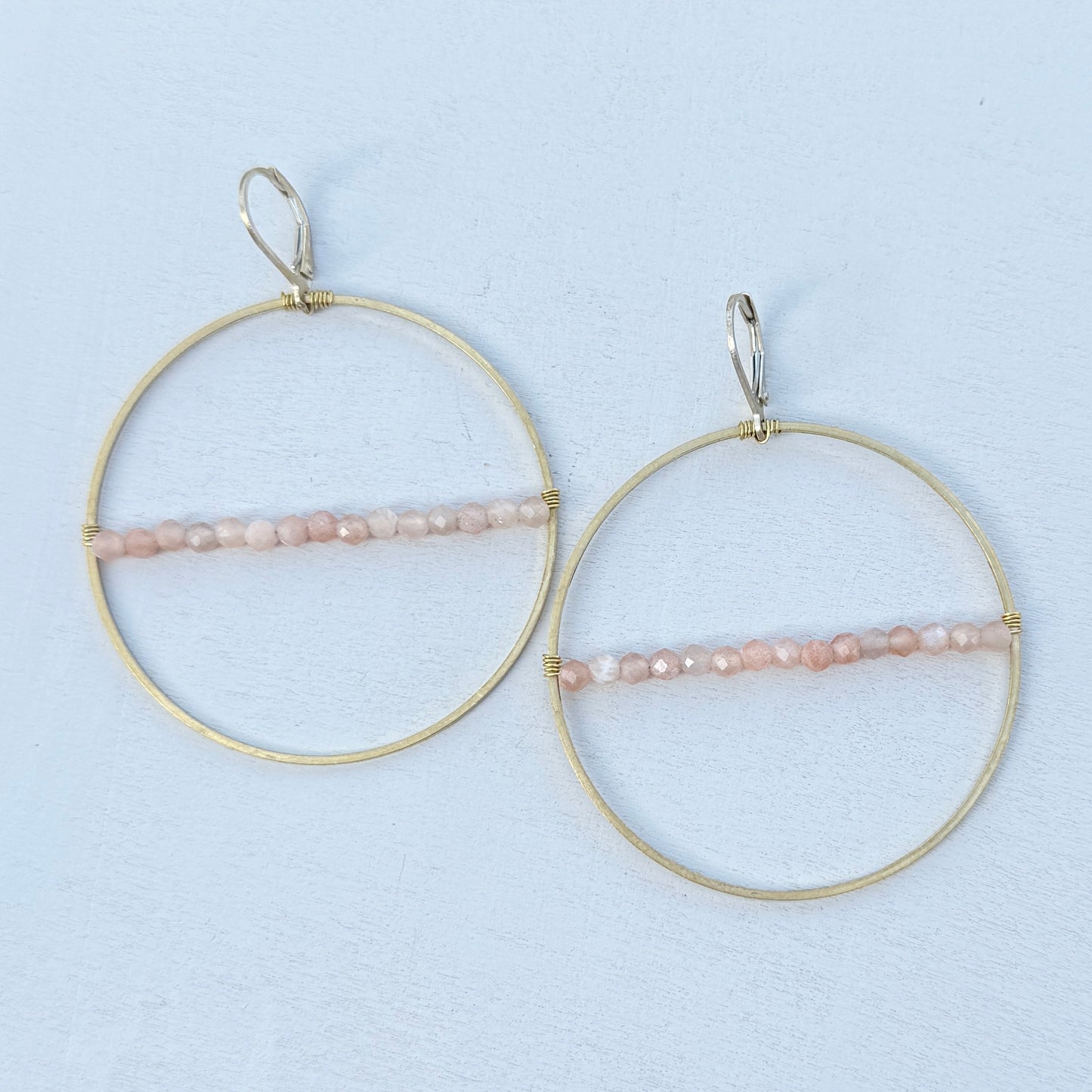 medium pink opal hoop earrings