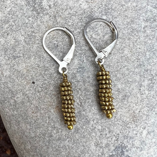brass flower stack earrings
