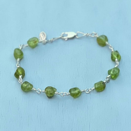 peridot nugget bracelet