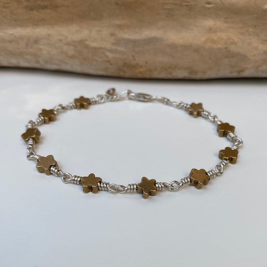 brass flowers bracelet