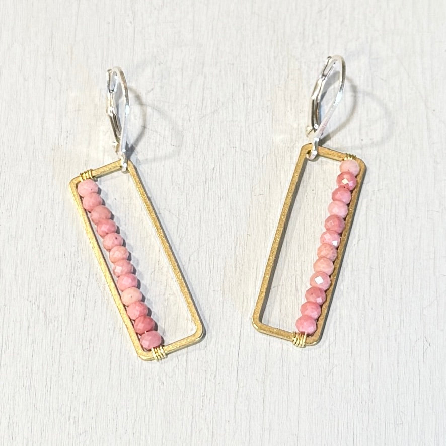pink frames earrings