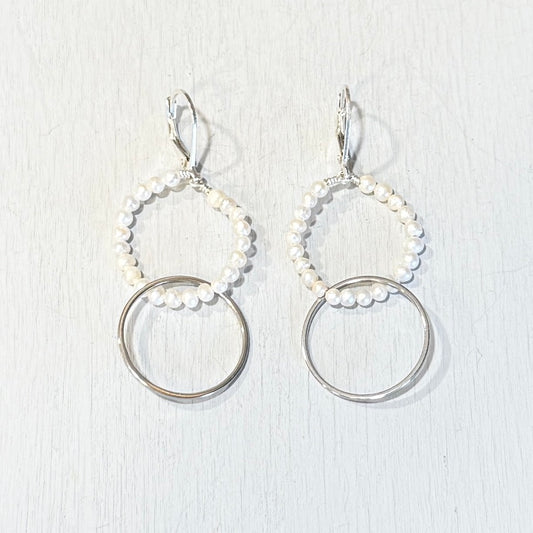 double hoop pearl earrings