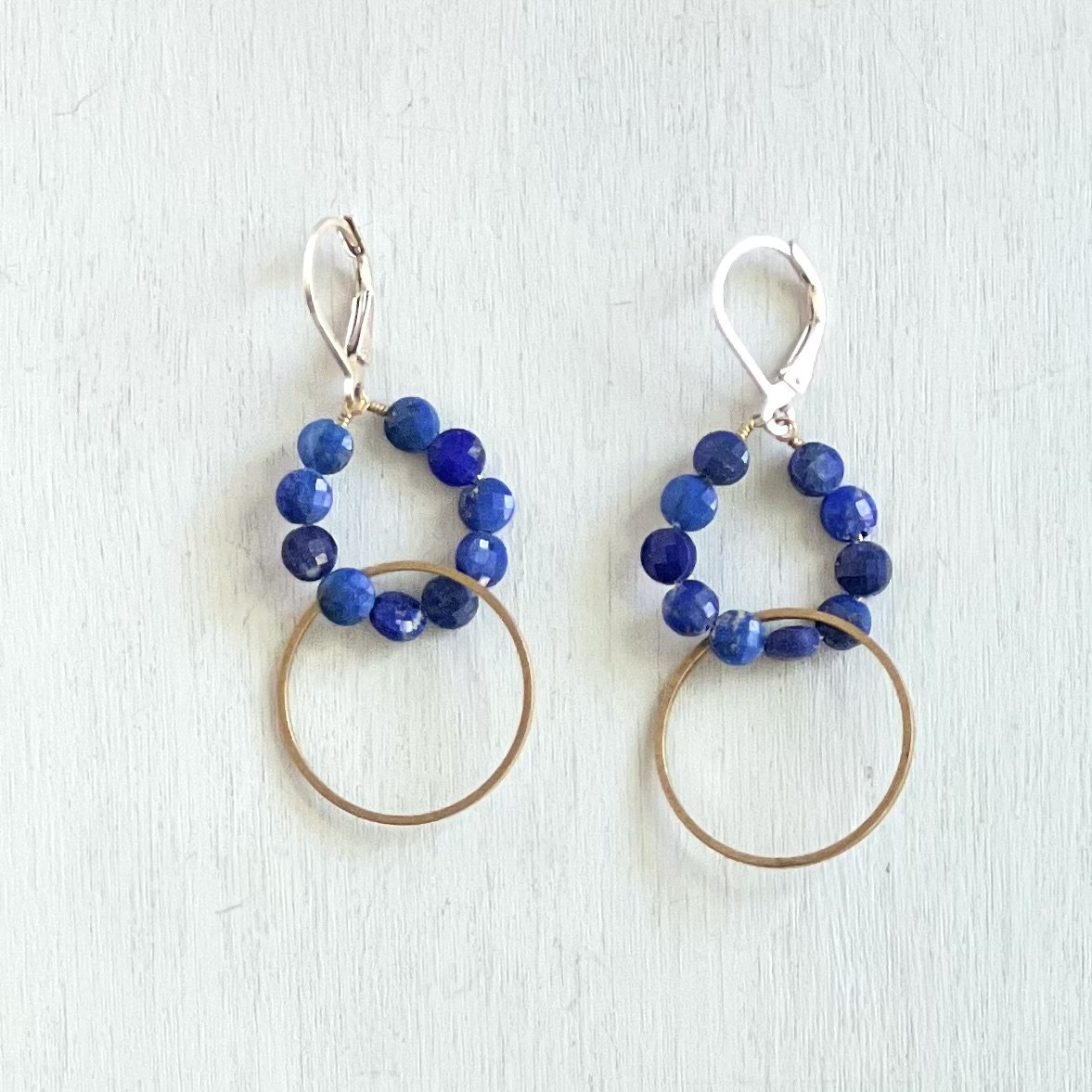 lapis double hoop earrings