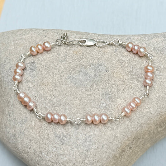 pink pearl trio bracelet