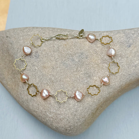 pink flower patch bracelet