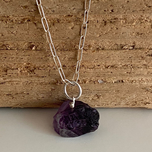 raw amethyst chunk pendant