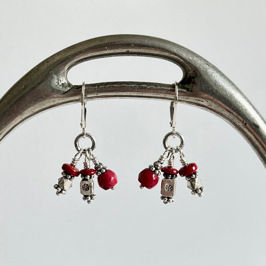 tri coral earings
