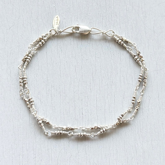 double silver bracelet