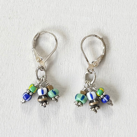 trade bead tri earrings