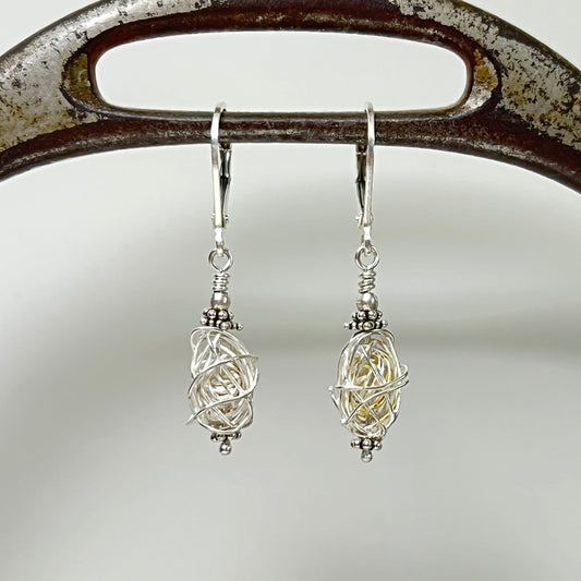 silver nests earrings