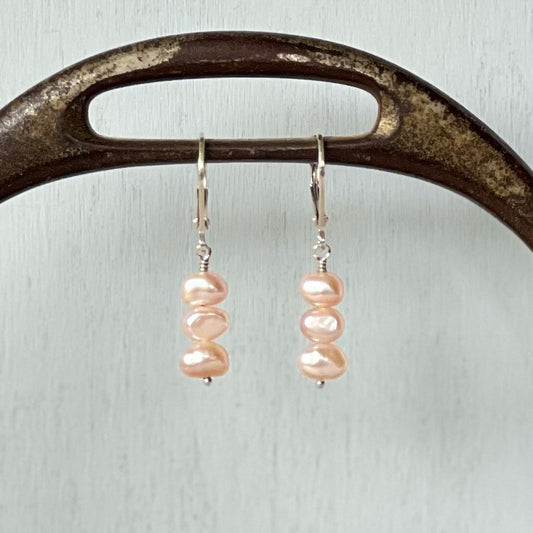 pink stack earrings