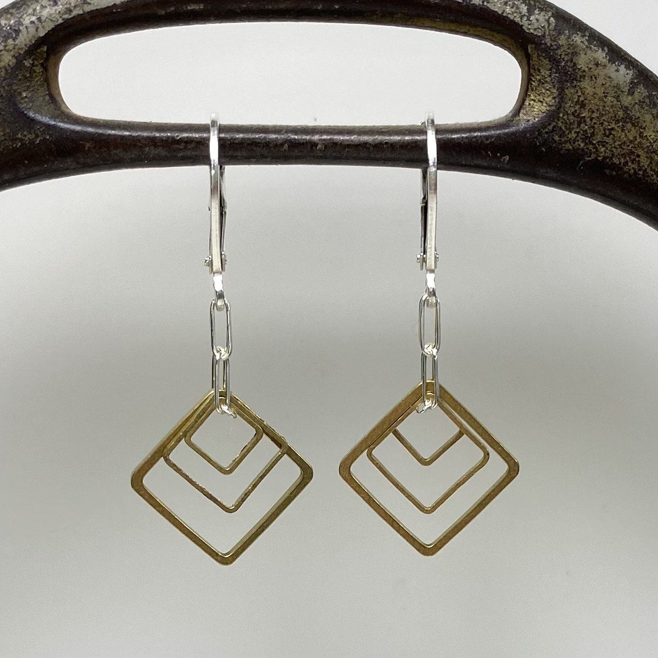 triple small squares earrings