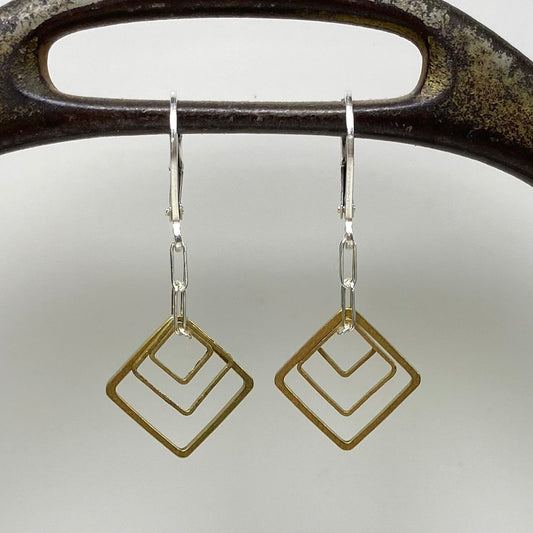 triple small squares earrings
