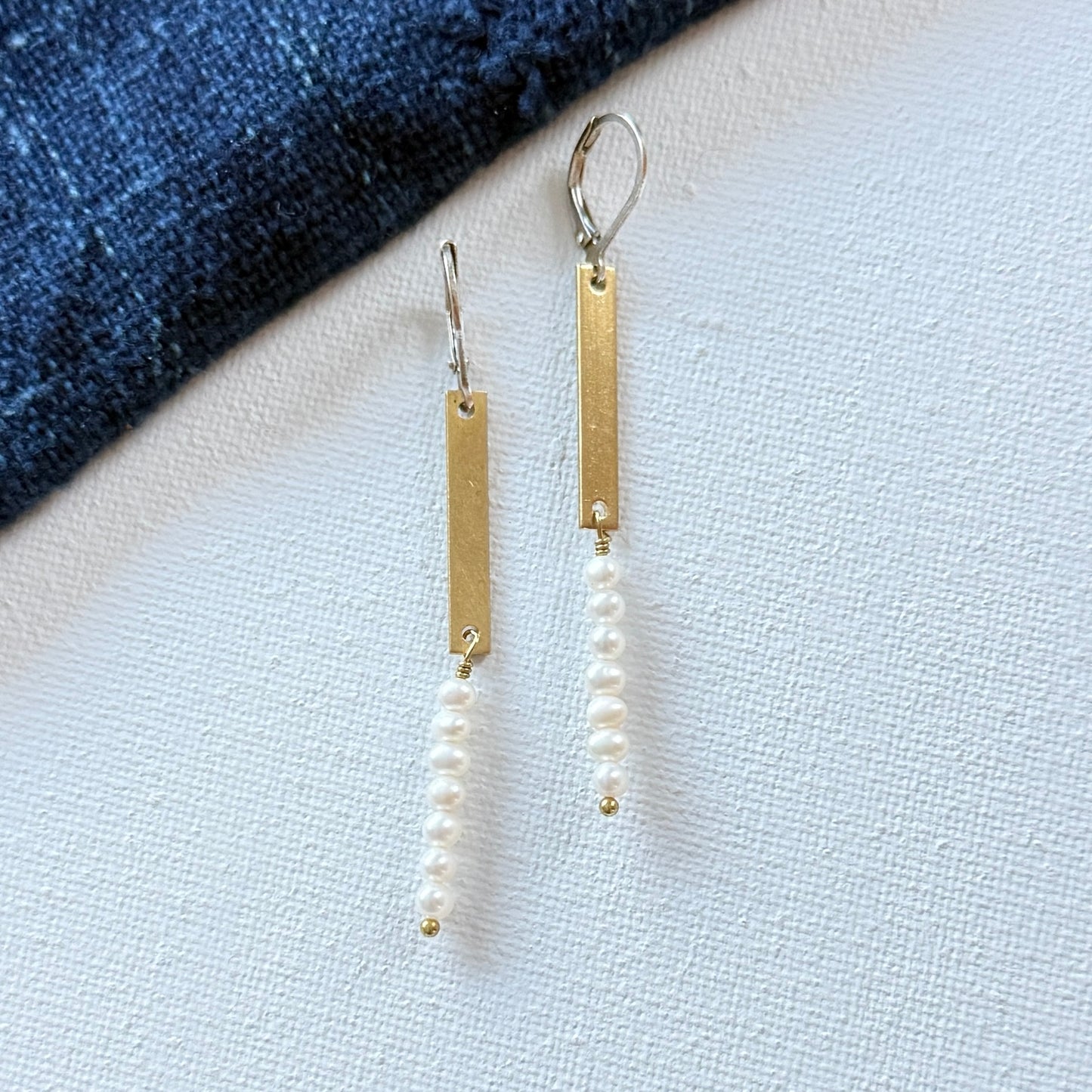 pearl walking stick earrings