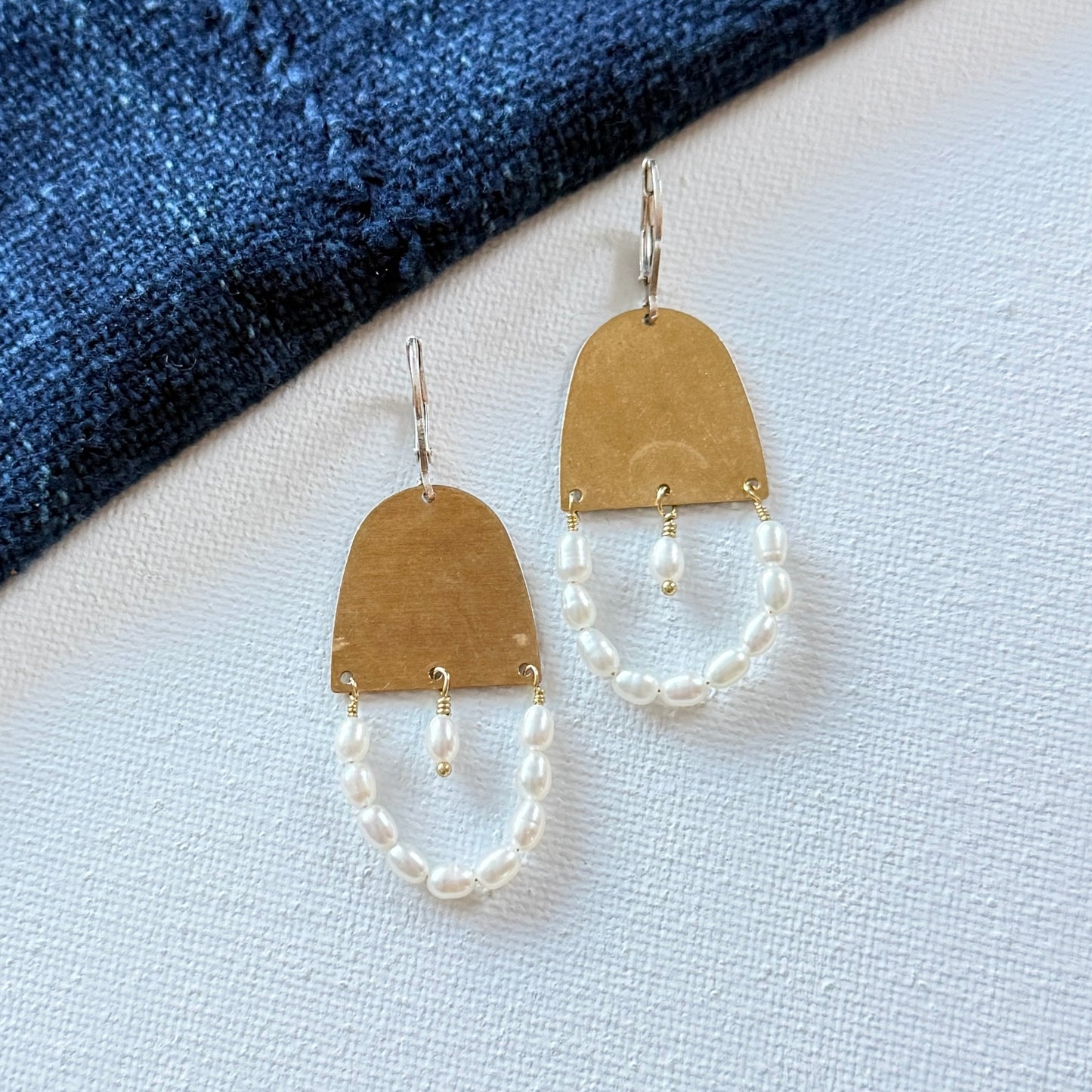 rice pear shield earrings
